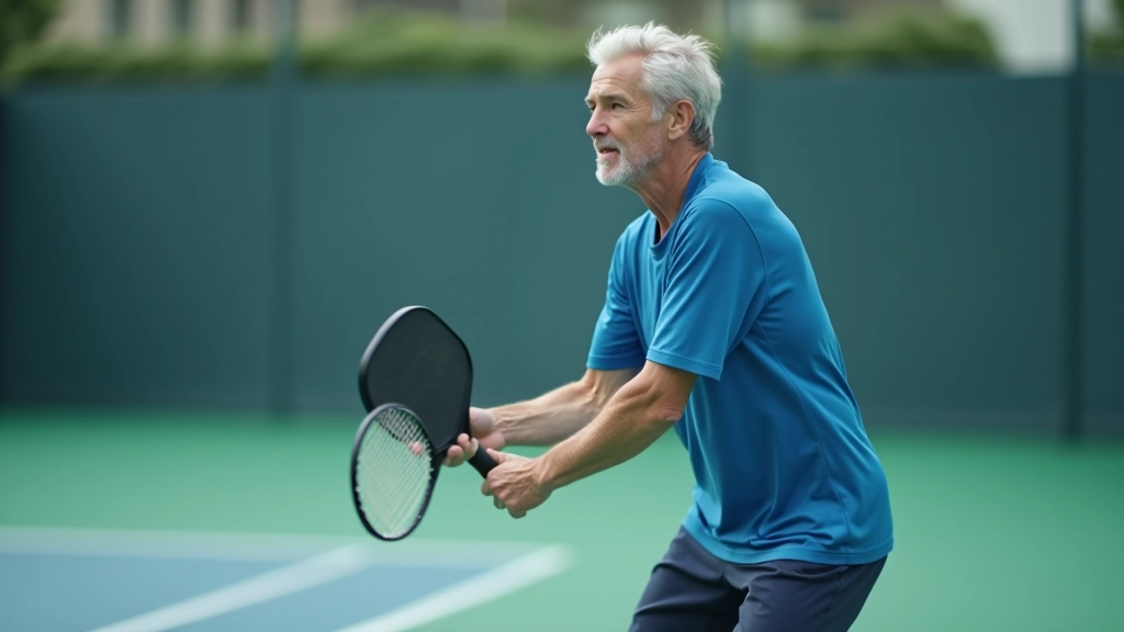 Beginner player practicing forehand swing on indoor pickleball court with proper form and footwork during drill session