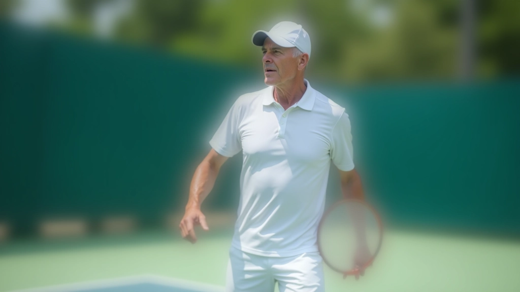 Player demonstrating proper ready position and court stance during tennis practice session