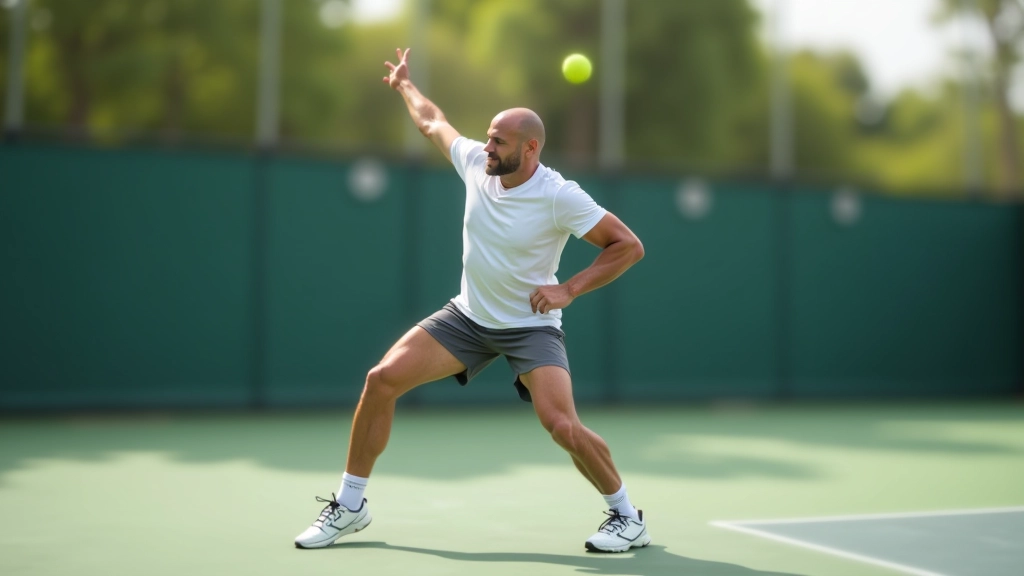 Athlete performing warm-up and stretching routine before doubles match on court